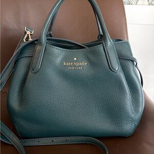 Kate Spade New York Green Pebbled Leather Satchel Crossbody Bag